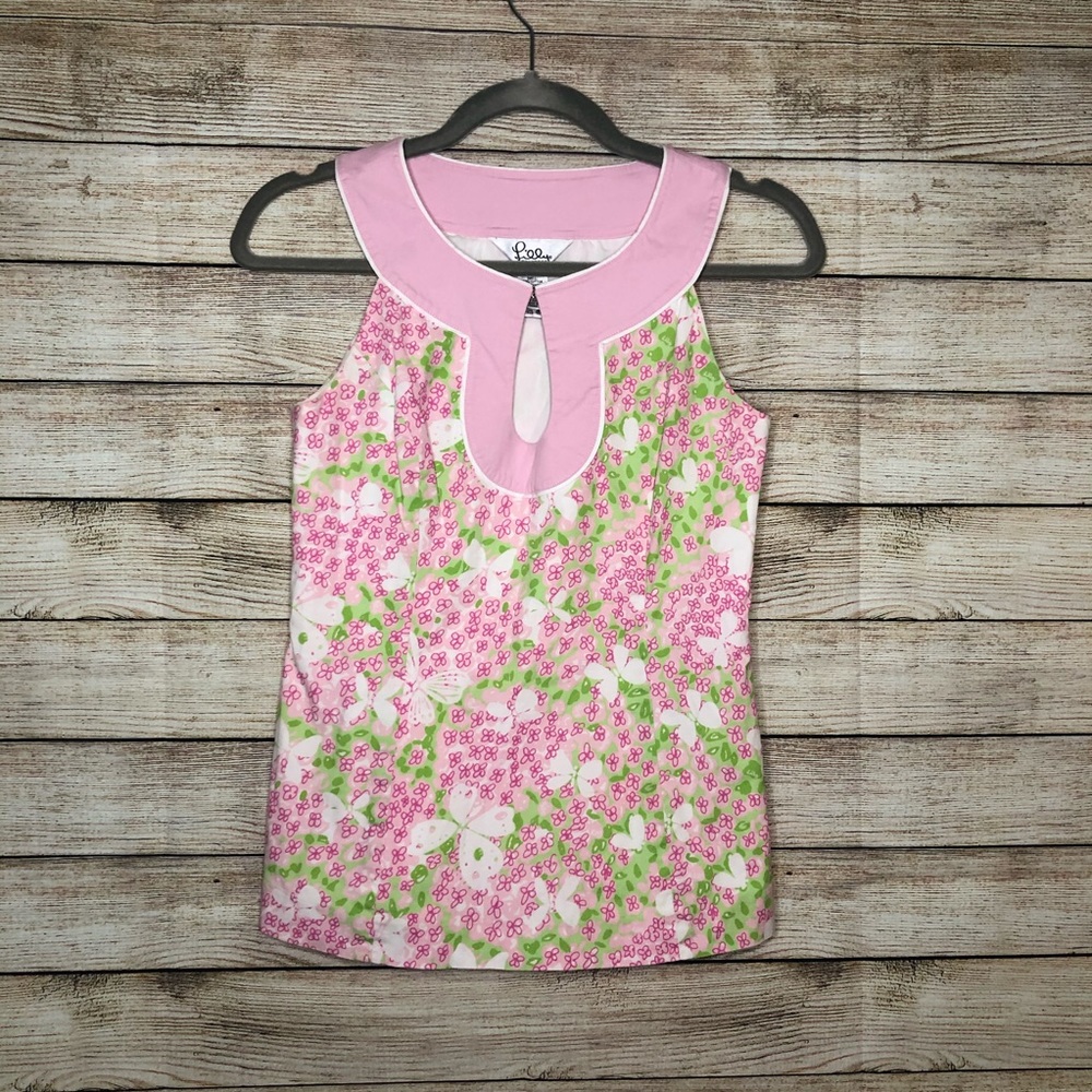 Lilly Pulitzer Halter Top Sleeveless Pink Floral